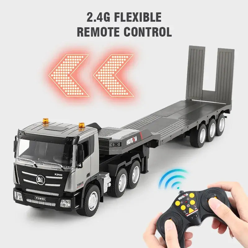 Huina RC Flat Truck Model with 2.4G flexible remote control and operational features for enhanced play.