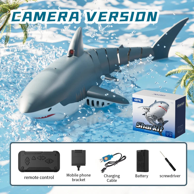 S6 2.4G Electric Remote Control Diving Shark Whale Water Spray Toy Swimming Pool Bathing RC Boat Toys for Boys Baby Children Sportsman Specialty Products