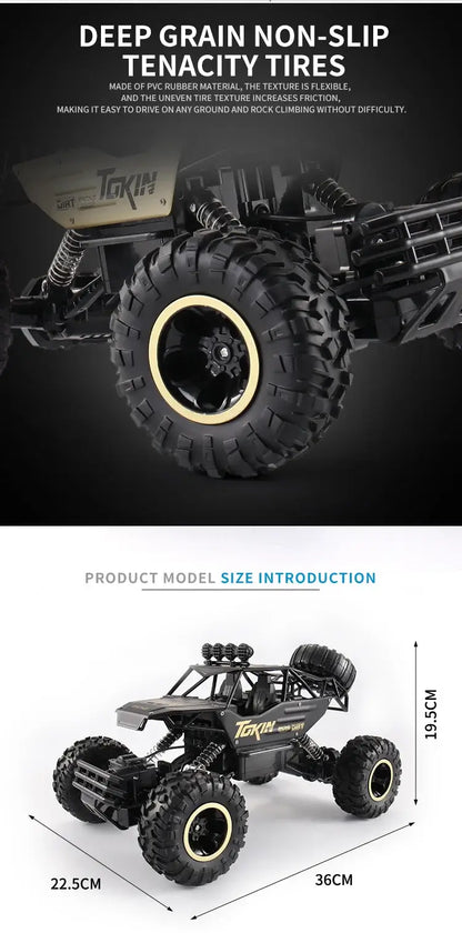 RC Car Remote Control Climbing Vehicle with deep grain non-slip tires for rugged all terrain performance.