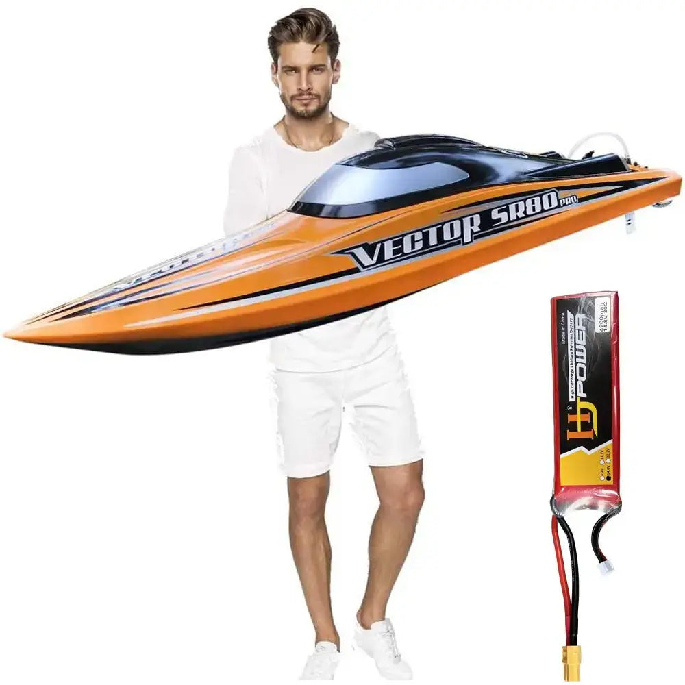 31.5" Large Remote Control Boat for Adults 798-4P Pro Brushless Speedboat 80km/h+ , Two 5200 mAh Battery for Power at Same time, Sportsman Specialty Products