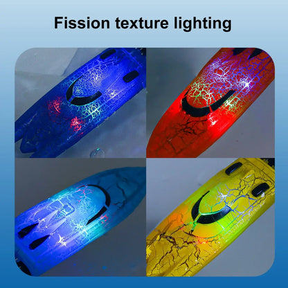 Colorful fission texture lighting on RC Boats Mini, showcasing blue, red, green, and yellow illumination effects.