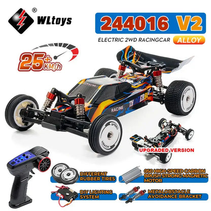 WLtoys high speed racing car 2WD 25KM/H with remote control and upgraded features for electric racing.