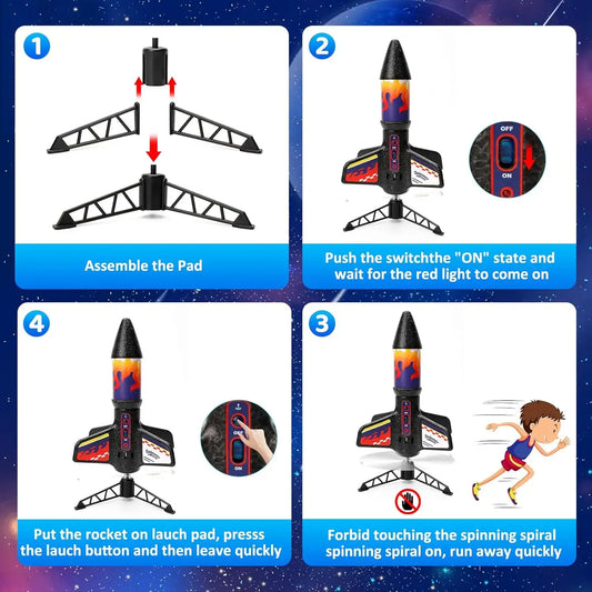 Motorized air rocket toy for kids assembly instructions and launch steps