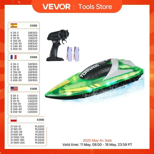 VEVOR HJ819 RC Boat 2.4GHz 12 km/h High Speed Remote Control Racing Boat Sportsman Specialty Products
