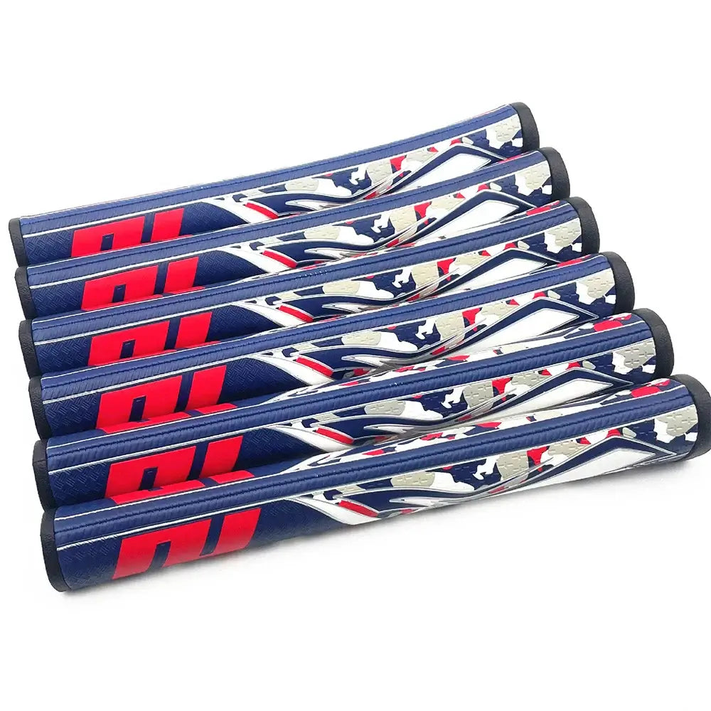 Golf Putter Grip Pistol 1.0/2.0 Camo Minimize Grip - Set of six grips displayed in vibrant colors.