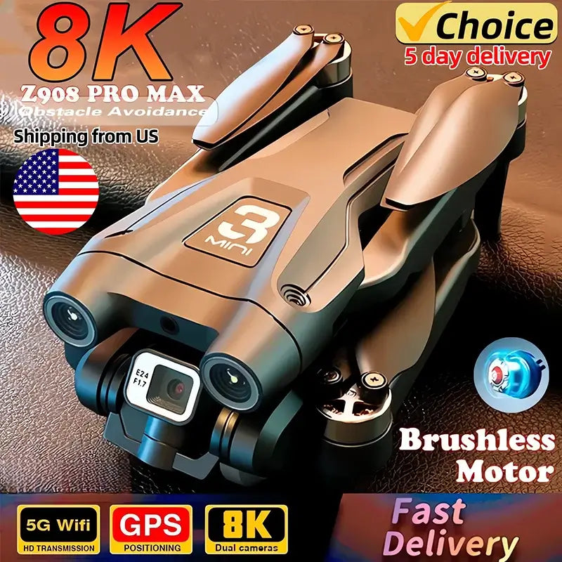 Z908 Pro Max GPS Drone Brushless 8K HD Dual Camera Optical Flow Obstacle Avoidance Sportsman Specialty Products