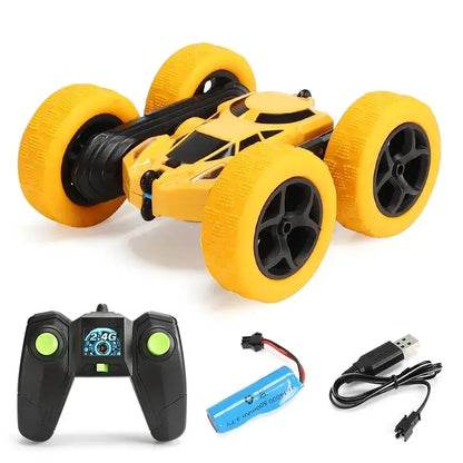 RC Stunt Car Children Double Sided with remote control and battery for thrilling performances and stunts.