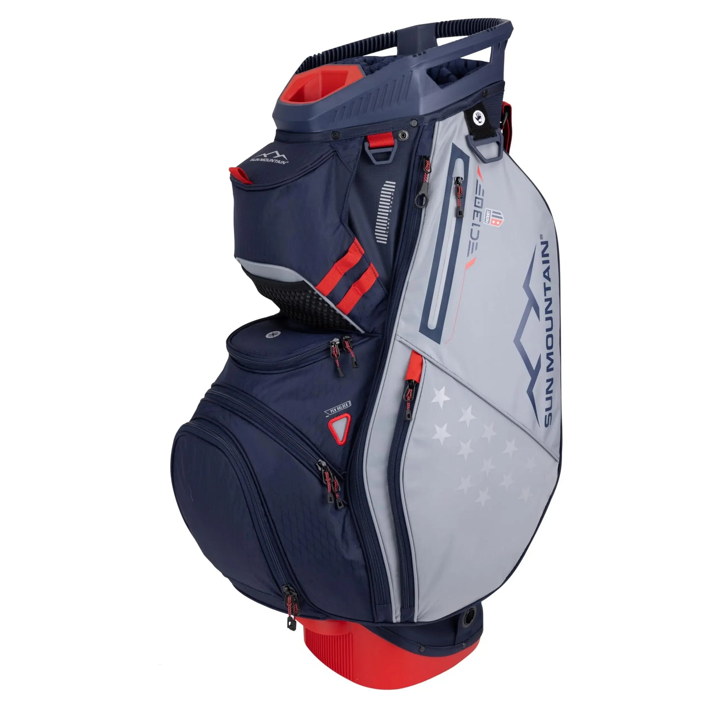 Men's C130 Lightweight Cart Golf Bag Sun Mountain in blue and gray with multiple pockets and 14-way club organizer.