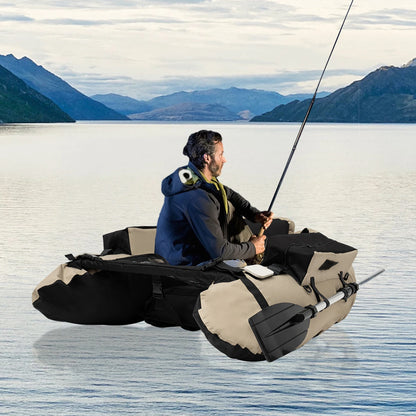 Inflatable Fishing Boat Khaki Portable Fishing Raft