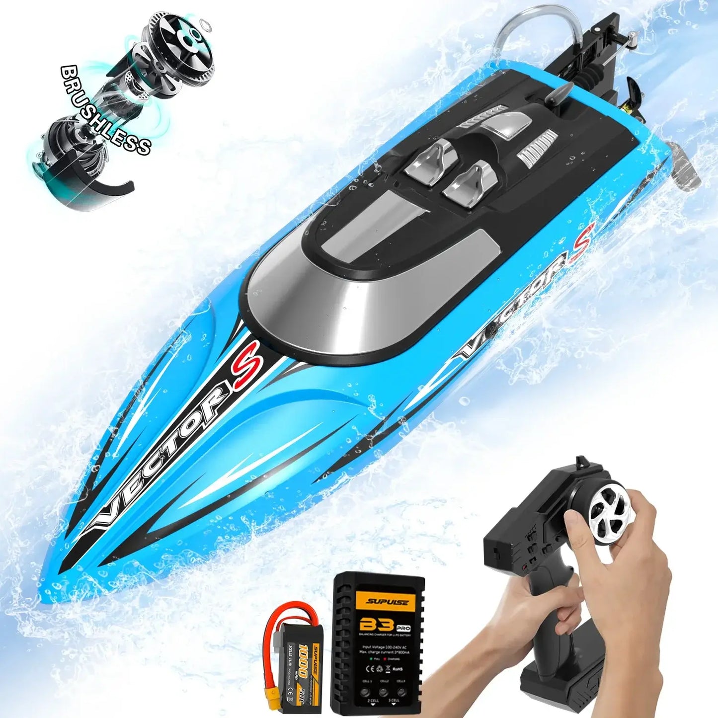 VOLANTEXRC RC Boat Racing High Speed Boat Control 2.4GHZ 48kmhExperience high-performance RC boating with the VOLANTEXRC Racing Boat, engineered for speed enthusiasts and competitive pilots. This 2.4GHz remote-controlled vessel delivers impressive 48 km/h