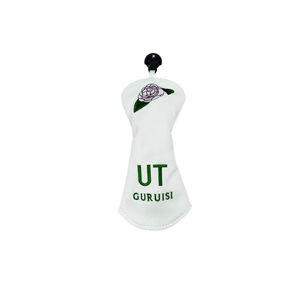 flower embroidery golf club head covers for UT club featuring elegant floral design and protective lining.