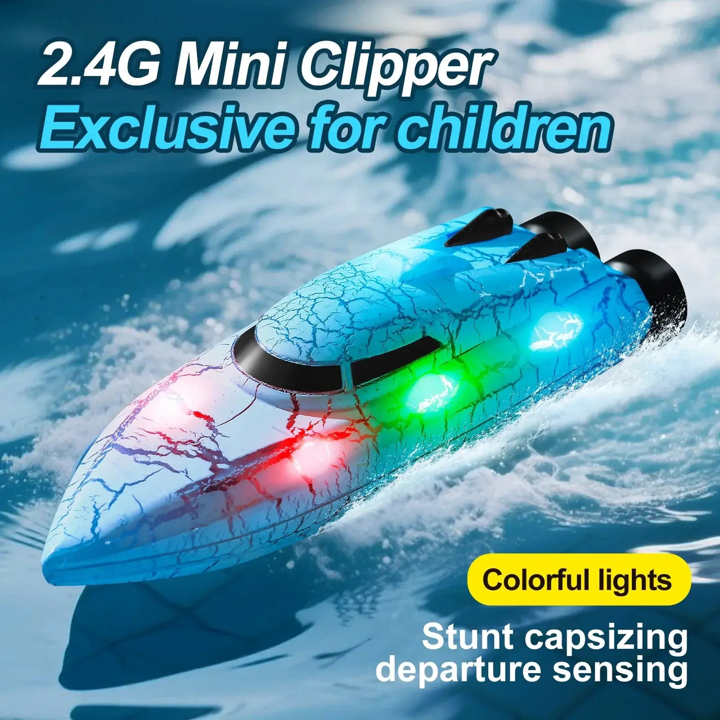 RC Boats Mini Remote Control Boat 2.4G Mini Clipper with colorful lights for children.