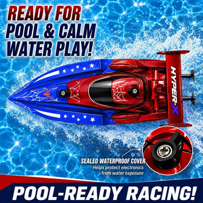 RC Boat for Kids 2.4GHz Remote Control Racing Boat Rechargeable