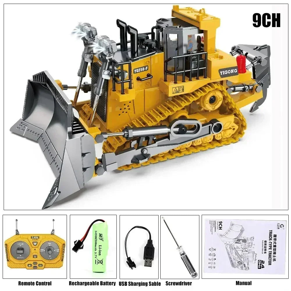 remote control excavator dump truck with remote, rechargeable battery, and manual for kids 9CH