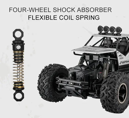 RC Car Remote Control Climbing Vehicle with four-wheel shock absorber and flexible coil spring for all terrain performance.