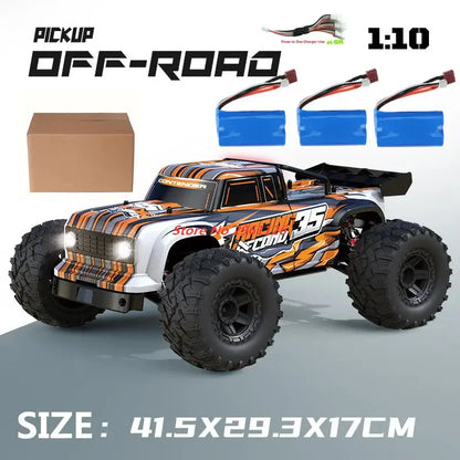Remote Control Drift Racing Car 70KMH 1:10 off-road pickup truck with large tires and battery packs