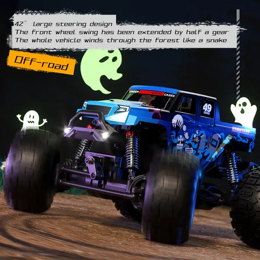 JJRC C8830 Full Proportion Four-Wheel Drive Off-Road vehicle demonstrating large steering design and off-road capabilities.