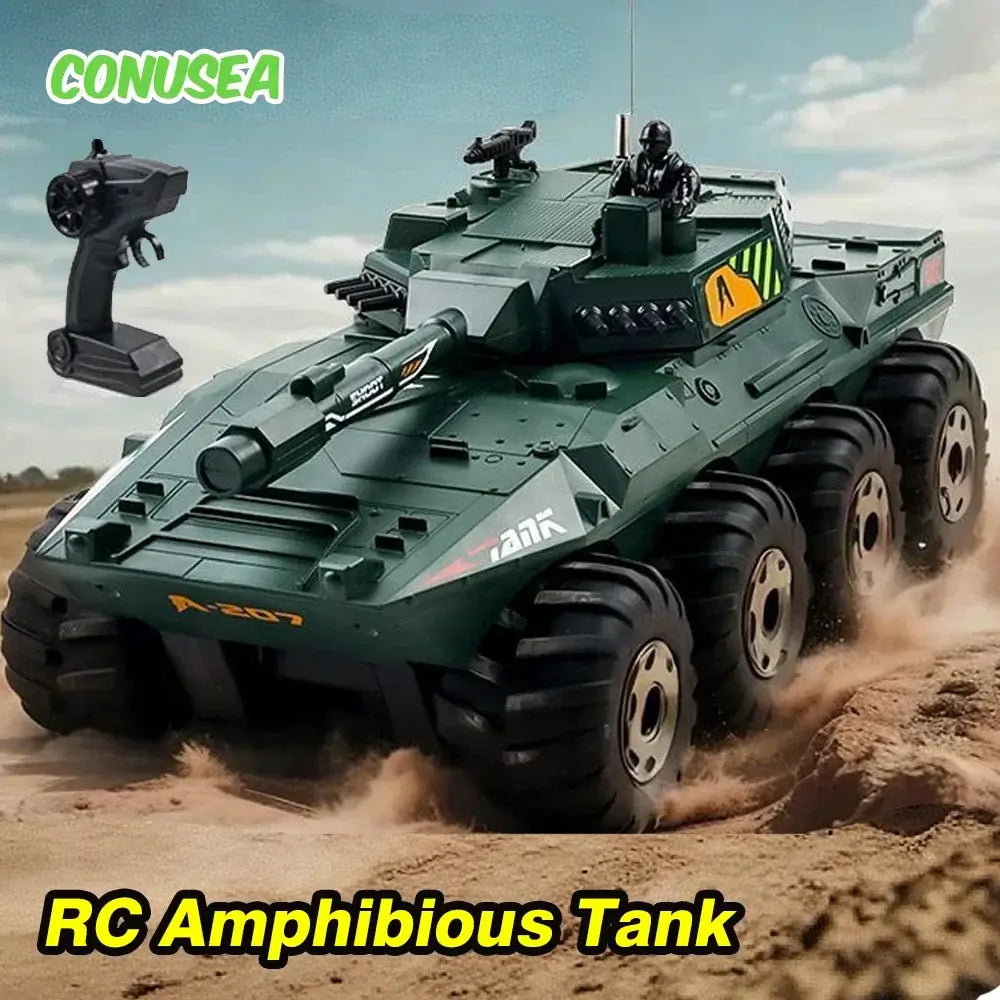 Large Rc Tank Buggy Car 1/32 Radio Control Car with controller in a sandy environment.