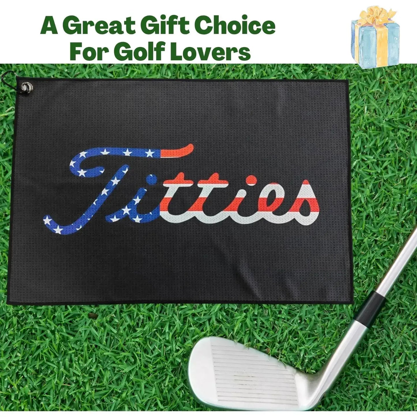 Funny golf towels for men and women, featuring humorous design ideal for gifts to golf lovers.