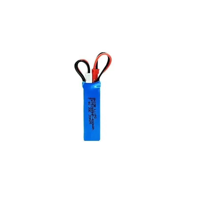 RC Car Battery 7.4V 400mAh pack with JST plug for remote control vehicles.