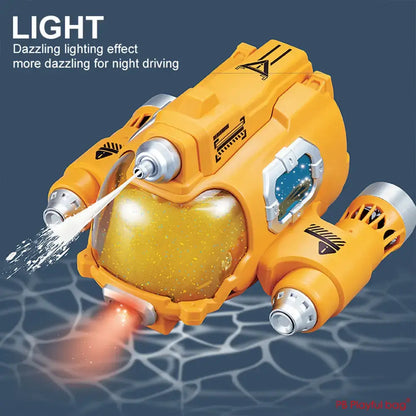 RC Electric Shooting Boat with dazzling lighting effect for exciting night driving on water.