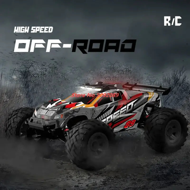 Remote Control Drift Racing Car 70KMH with high-speed performance in off-road conditions.