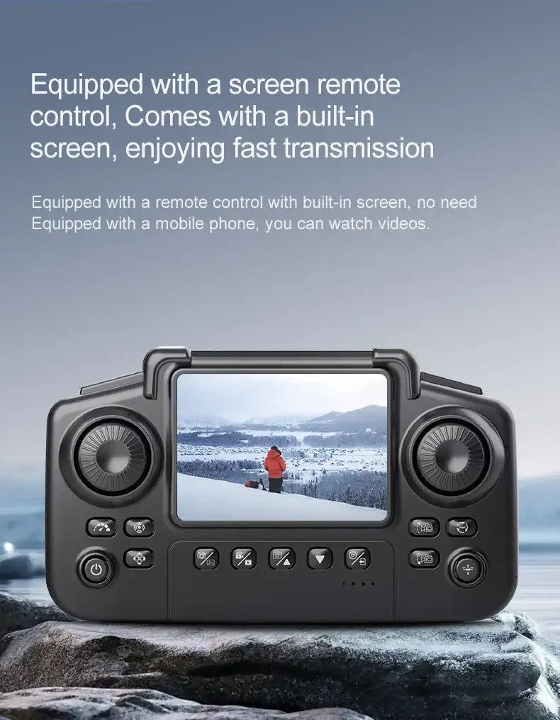 New E88 RC Drone remote control with screen for fast transmission and video viewing.