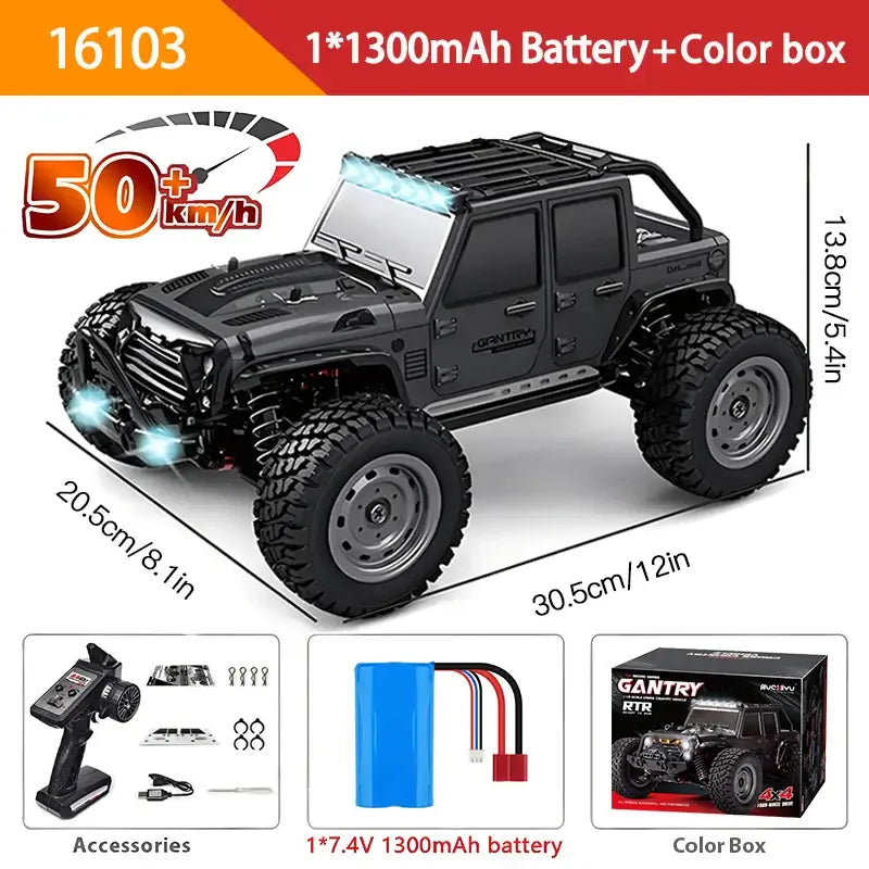 116 70KMH Or 50KMH 4WD RC Car With LED Remote Control Cars