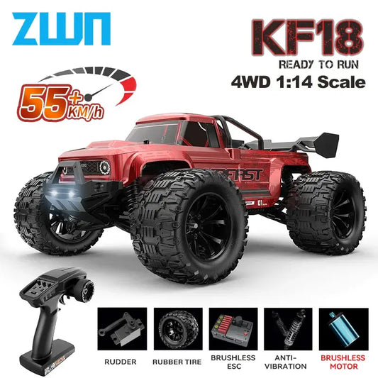 ZWN KF18 1:14 Brushless RC Car With LED Light Professional Sportsman Specialty Products