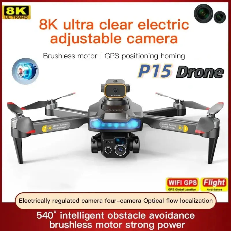 P15 PRO Drone 4K HD Professional Obstacle Avoidance Optical Flow Sportsman Specialty Products
