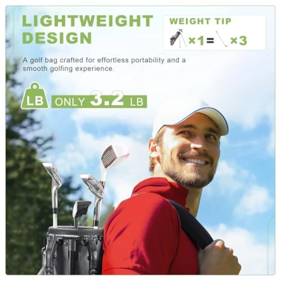 Sunday Golf Bag with Stand lightweight design, weighing only 3.2 lbs for effortless portability and smooth golfing.