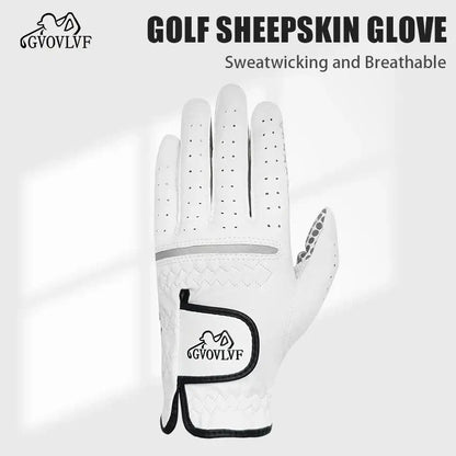 Golf glove Genuine Sheepskin Leather for Men - White# Golf Glove – Genuine Sheepskin Leather for Men Engineered for serious golfers, this premium men's golf glove features genuine sheepskin leather construction that delivers superior grip and tactile feed