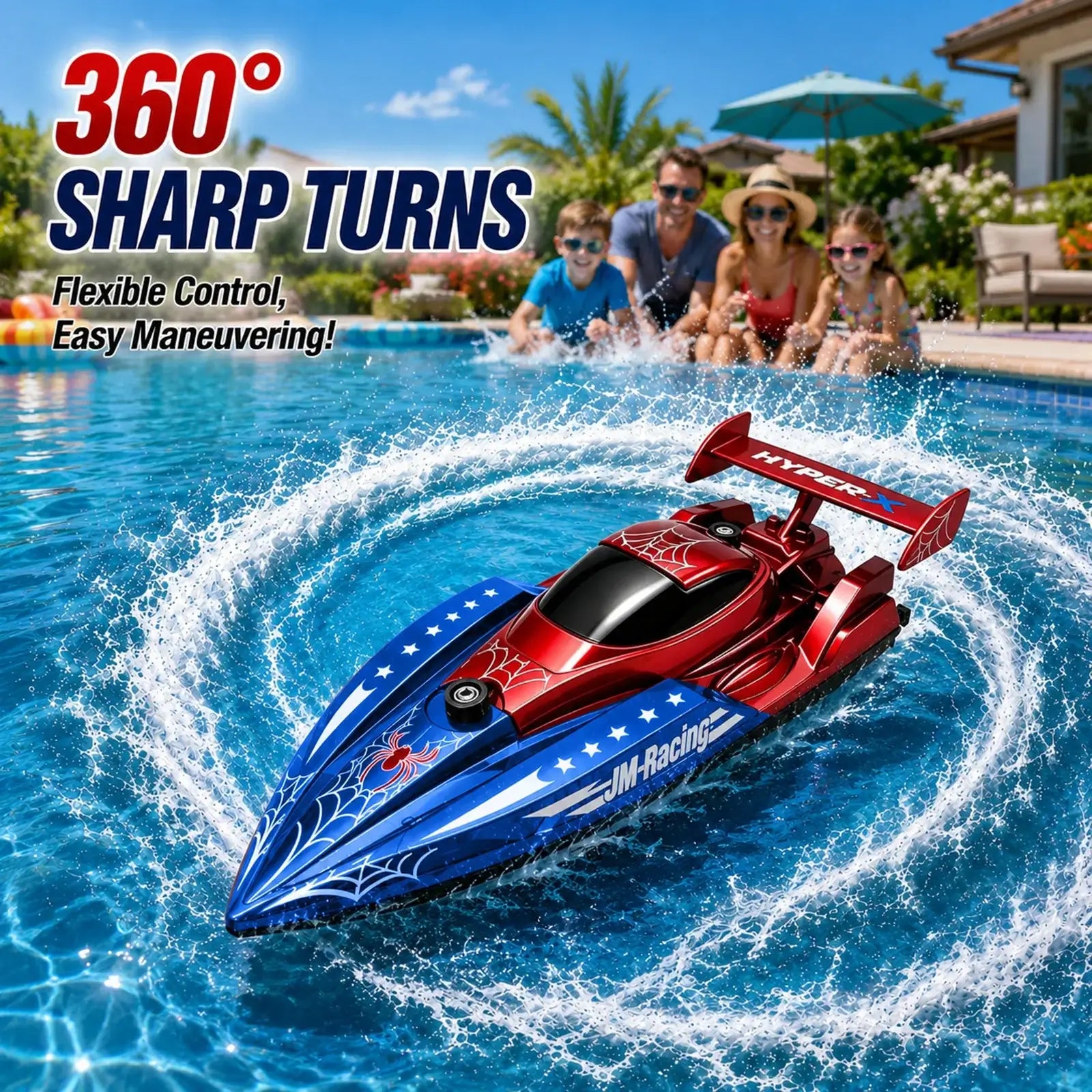 RC Boat for Kids 2.4GHz Remote Control Racing Boat Rechargeable