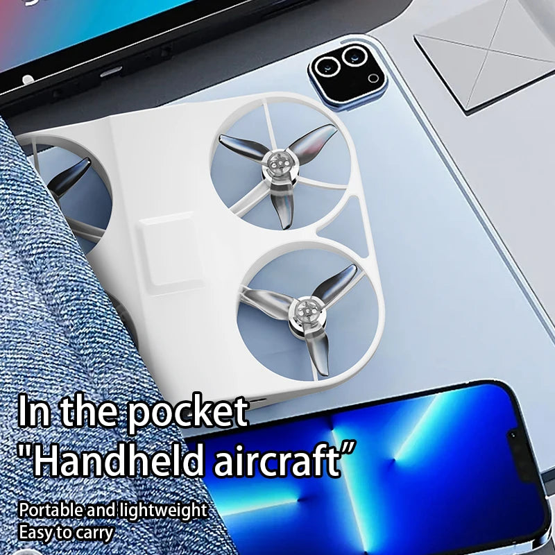 2026 Mini Thin Drone GPS shown inside pocket, showcasing its portable and lightweight design for easy carrying.