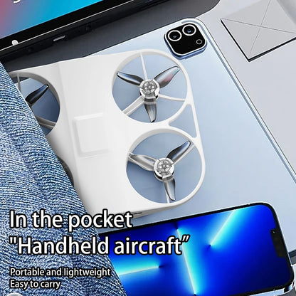 2026 Mini Thin Drone GPS shown inside pocket, showcasing its portable and lightweight design for easy carrying.
