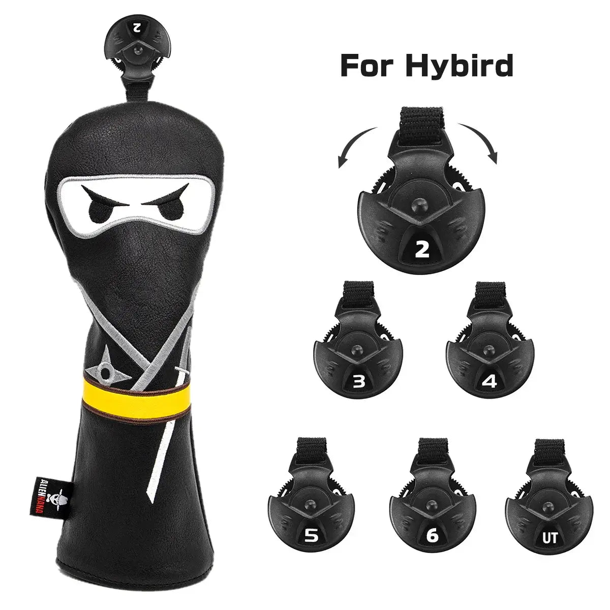 Aliennana Golf Club Headcover Set, Black Ninja Driver Head Cover Sportsman Specialty Products