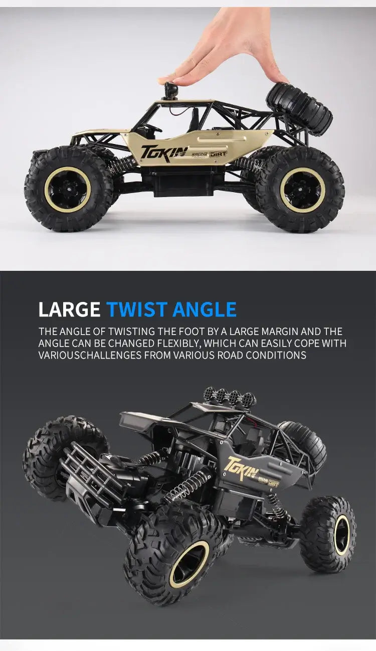 RC Car Remote Control Climbing Vehicle demonstrating large twist angle for adaptability on various terrains.