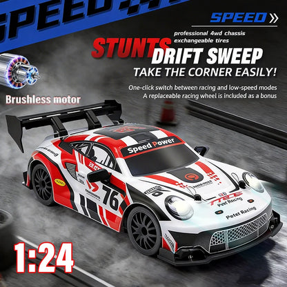 RC drift cars for kids 1:24 scale with brushless motor and 4WD chassis for thrilling racing experience.
