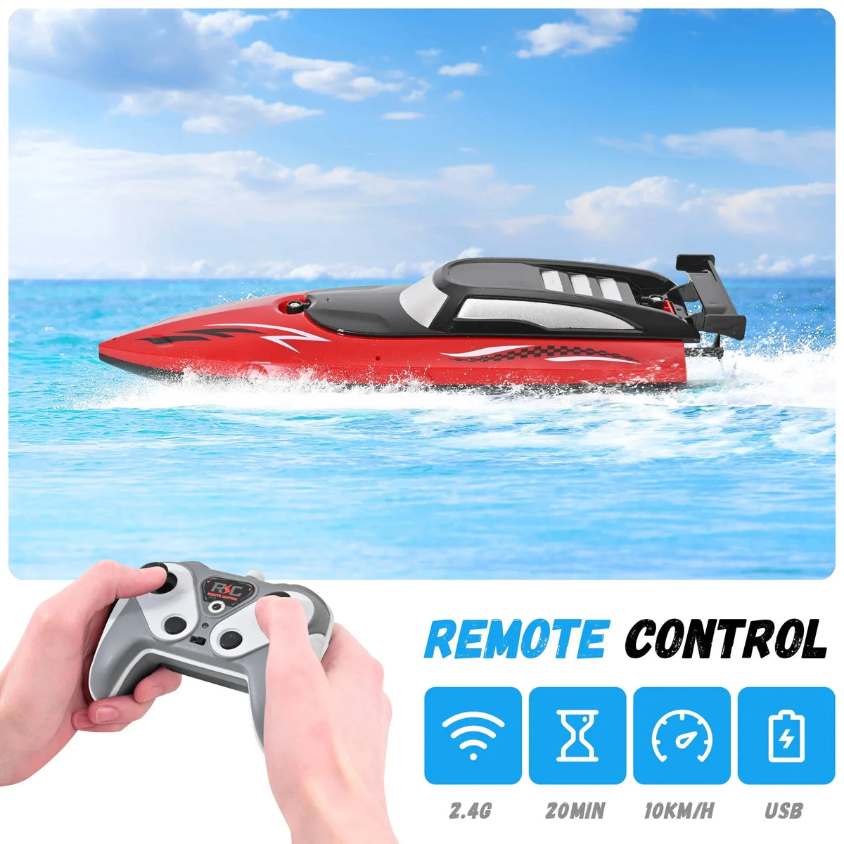 RC Boat with Twin Propellers, High Speed Remote Control Boat,