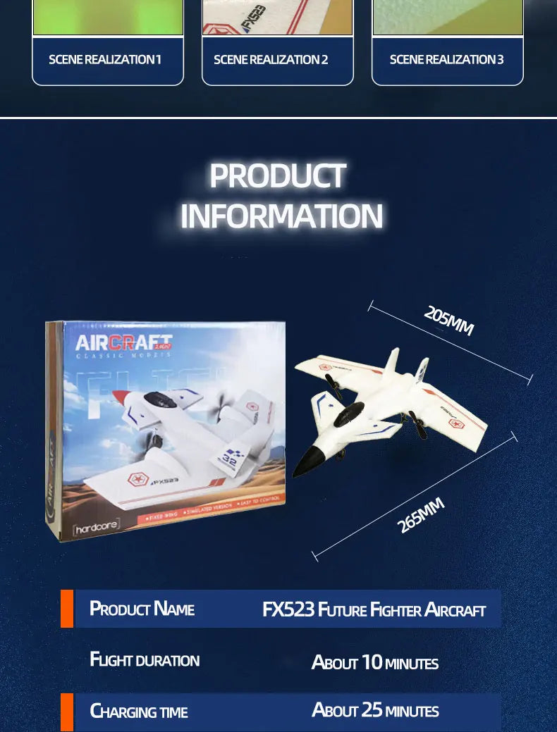 F-35 Fighter Jet EPP Material With Gyroscope model showcased with packaging and specifications.