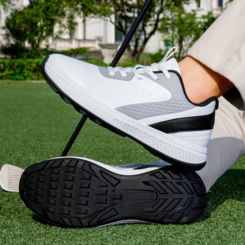 Unisex waterproof golf shoes featuring a sleek design and durable sole, ideal for comfortable outdoor play.