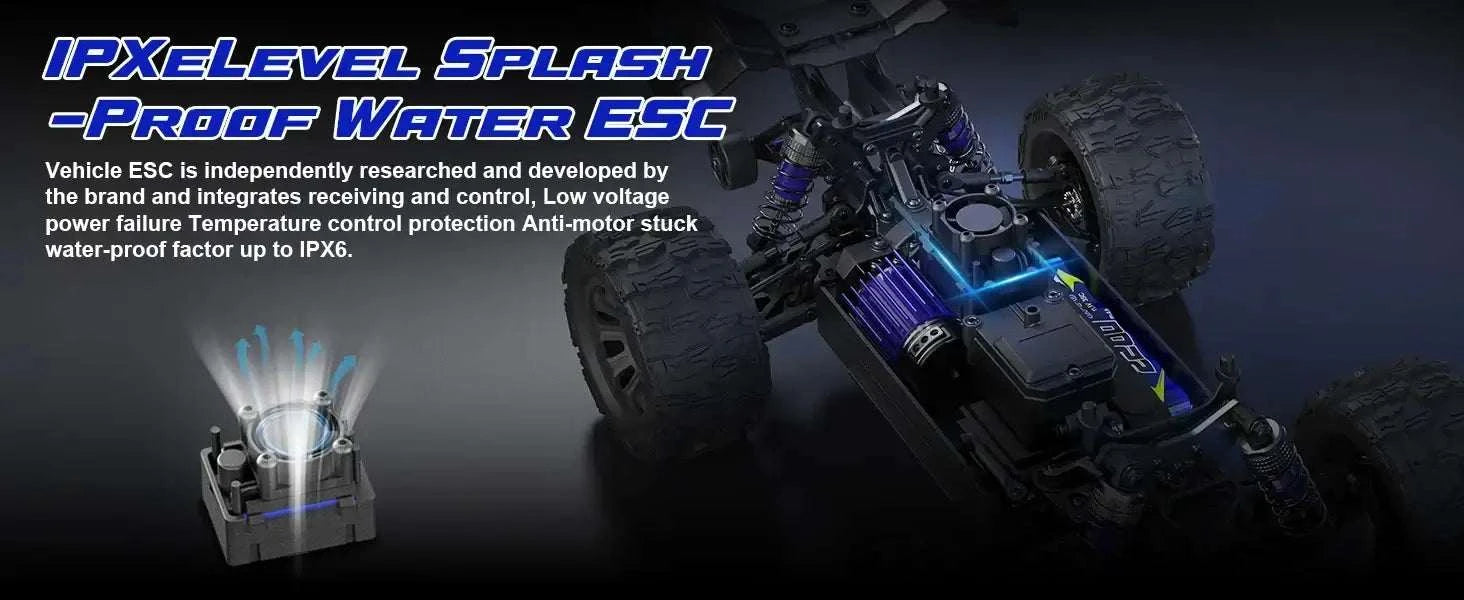 IPXeLevel Splash-Proof Water ESC for Lithium Battery RC Truck, designed for durability and high performance.