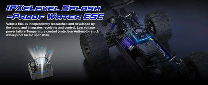 IPXeLevel Splash-Proof Water ESC for Lithium Battery RC Truck, designed for durability and high performance.
