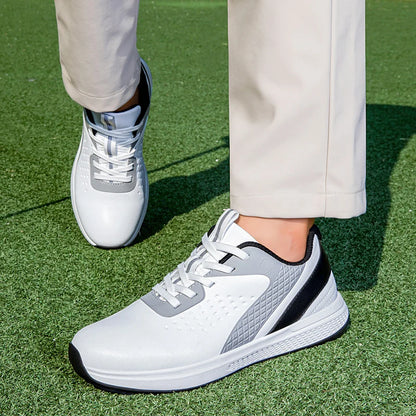 unisex waterproof golf shoes on green turf providing comfort and style for casual outdoor wear.