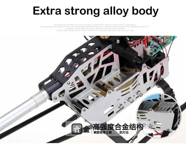 RC Helicopter 80cm Extra Large extra strong alloy body showcasing robust construction and reliable performance.