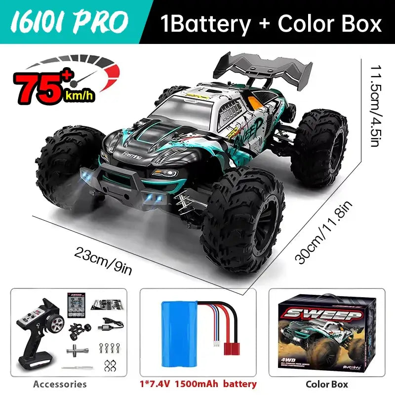 WLtoys 16101 Pro 1:16 75KM/H 4WD RC Car With LED Light Sportsman Specialty Products