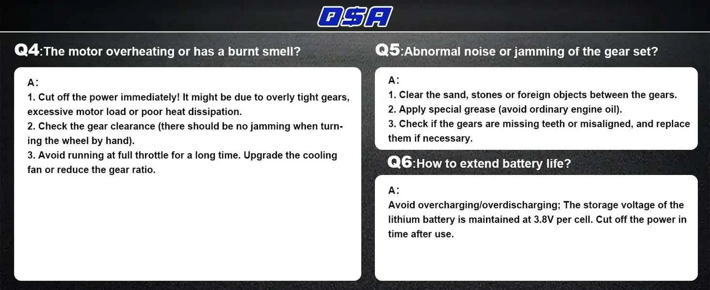 Lithium Battery RC Truck troubleshooting tips for motor overheating, noise, or battery life extension.