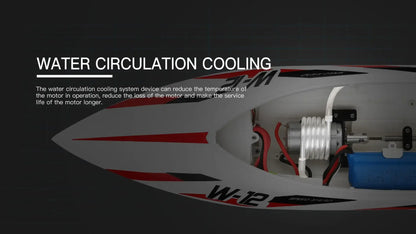 WLtoys 2.4G WL912-A RC Boat water circulation cooling system diagram for effective motor temperature control.