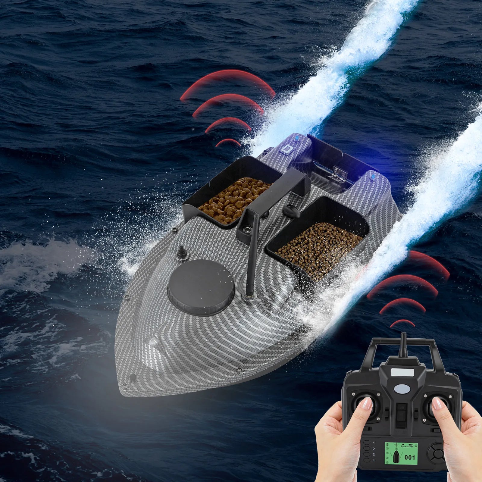 GPS fishing bait boat with 2 Batteries 16 Positioning Points