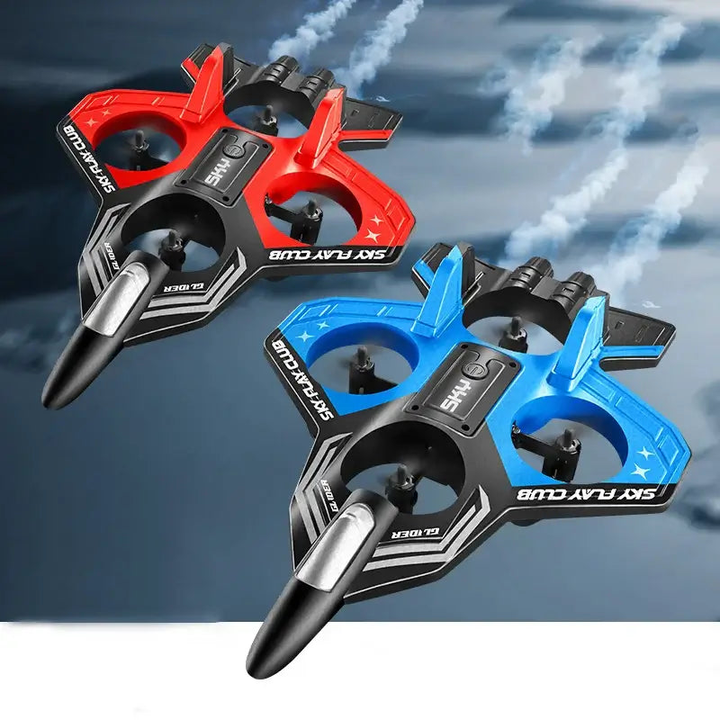 Remote Control Airplane YP3 in red and blue, showcasing sleek design and 2.4G radio control features.